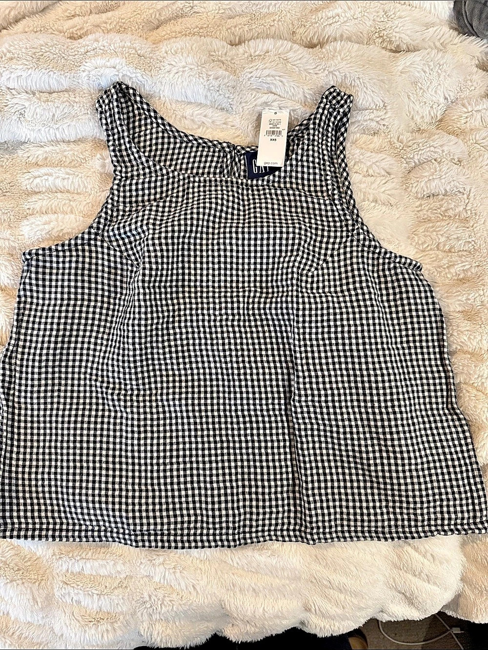 Gap Cotton Gauze Racer Shell Tank Top Black & White XXS